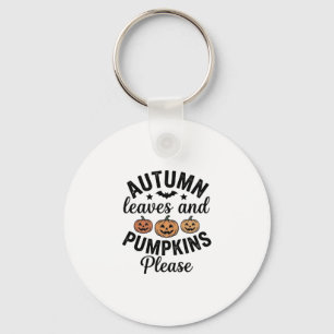 Autumn Leaves Pumpkins Please Vintage Halloween De Keychain
