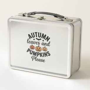 Autumn Leaves Pumpkins Please Vintage Halloween De Metal Lunch Box