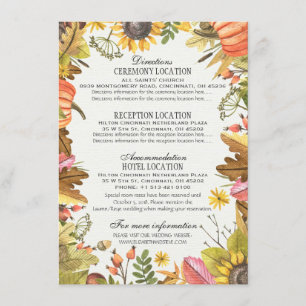 Autumn Leaves Pumpkins Wedding Details Information Enclosure Card