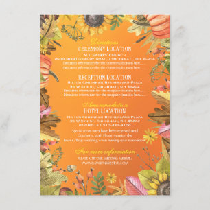 Autumn Leaves Pumpkins Wedding Details Information Enclosure Card