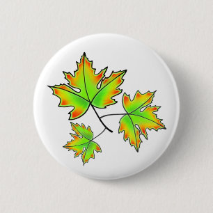Autumn leaves red green orange leaves 2 inch round button