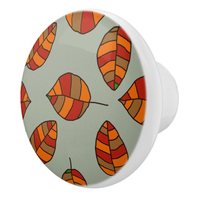 Autumn Leaves Red Leaf Pattern on any Colour Ceramic Knob (Right)