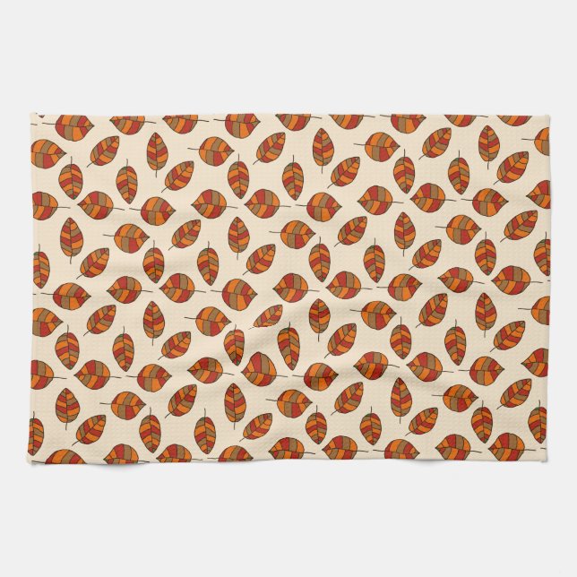 Autumn Leaves Red Leaf Pattern on any Colour Kitchen Towel (Horizontal)