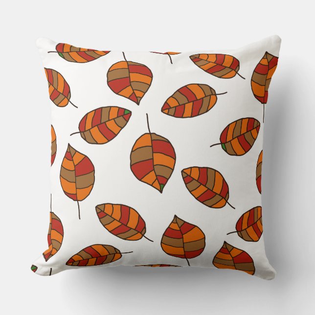 Autumn Leaves Red Leaf Pattern on any Colour Throw Pillow (Front)