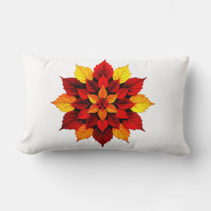 Autumn Leaves Red Yellow Orange Botanical Floral Lumbar Pillow