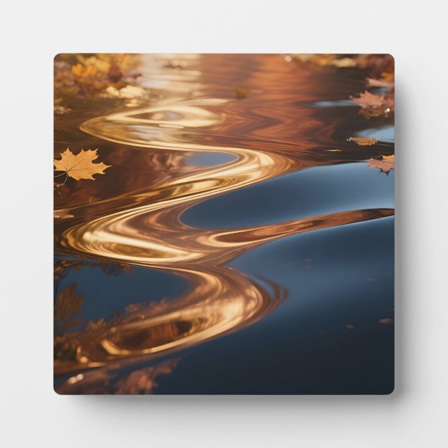 Autumn Leaves Reflection Watercolor Plaque (Front)
