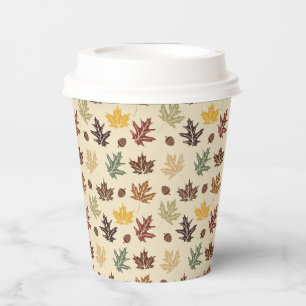 Autumn Leaves Rich Colours of Cream Brown Wedding Paper Cups