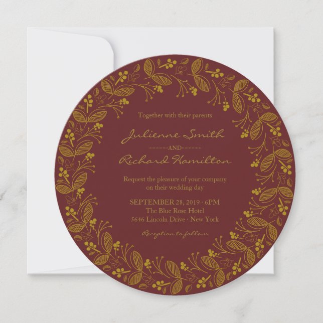 Autumn Leaves Romantic Fall Wedding Invitation (Front)