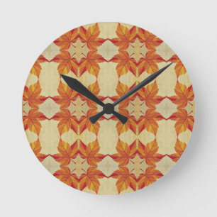 Autumn Leaves Round Clock