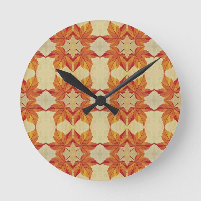 Autumn Leaves Round Clock (Front)