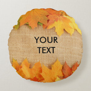 Autumn leaves round pillow