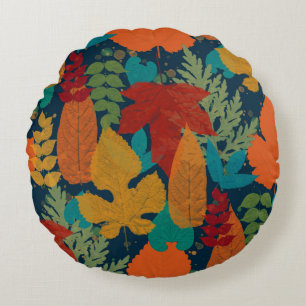 Autumn leaves round pillow