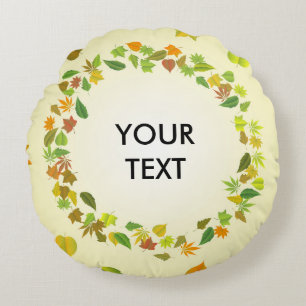Autumn leaves round pillow