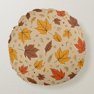 Autumn Leaves Round Throw Pillow