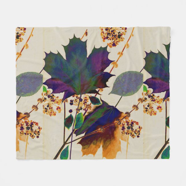 Autumn Leaves Royal Colours Fleece Blanket (Front (Horizontal))