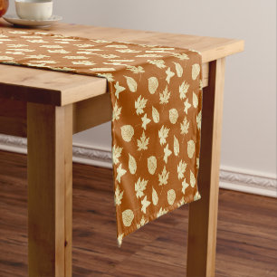 Autumn leaves - rust brown and cream short table runner