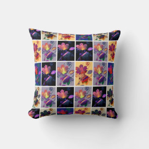 Autumn Leaves Rustic Colourful Patchwork Throw Pillow