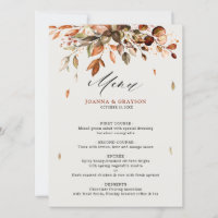 Autumn Leaves Rustic Country Wedding Menu Card