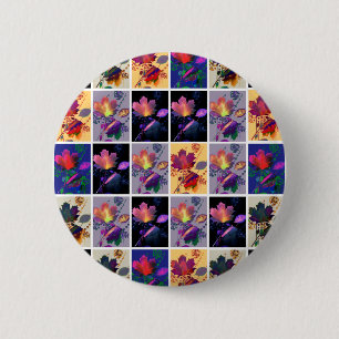 Autumn Leaves Rustic Patchwork Quilt Collage 2 Inch Round Button