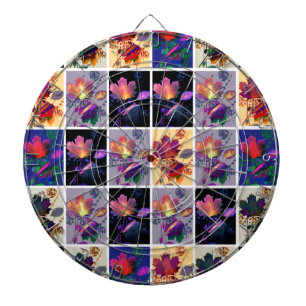 Autumn Leaves Rustic Patchwork Quilt Collage Dartboard