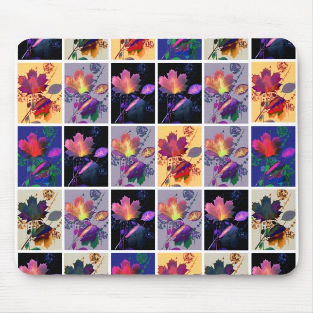 Autumn Leaves Rustic Patchwork Quilt Collage Mouse Pad (Front)