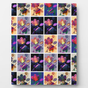Autumn Leaves Rustic Patchwork Quilt Collage Plaque