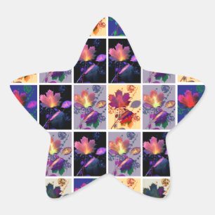 Autumn Leaves Rustic Patchwork Quilt Collage Star Sticker