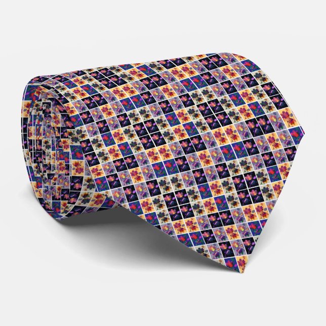 Autumn Leaves Rustic Patchwork Tie (Rolled)