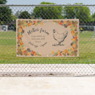 autumn leaves rustic script farm banner
