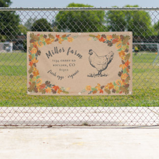 autumn leaves rustic script farm banner