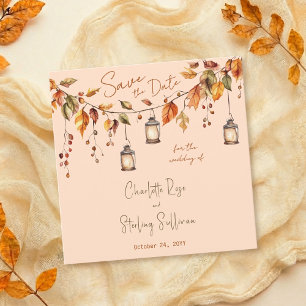 Autumn Leaves Rustic Watercolor Elegant Wedding Invitation