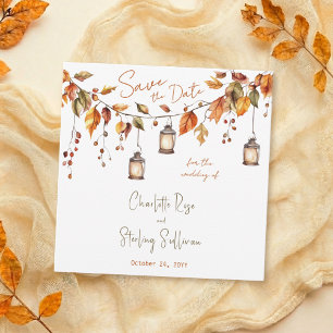 Autumn Leaves Rustic Watercolor Elegant Wedding Invitation