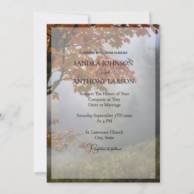 Autumn Leaves Rustic Wedding Invitation (Front)