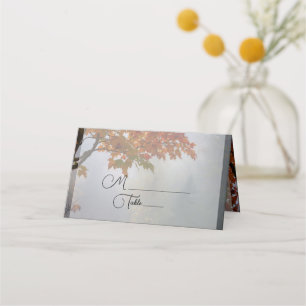 Autumn Leaves Rustic Wedding Place Card