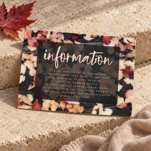Autumn Leaves Rustic Wood Wedding Information Enclosure Card