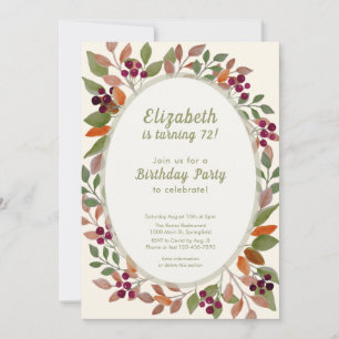 Autumn Leaves Sage Green 72nd Birthday Invitation