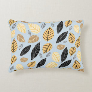 Autumn Leaves: Seamless Blue Background Accent Pillow