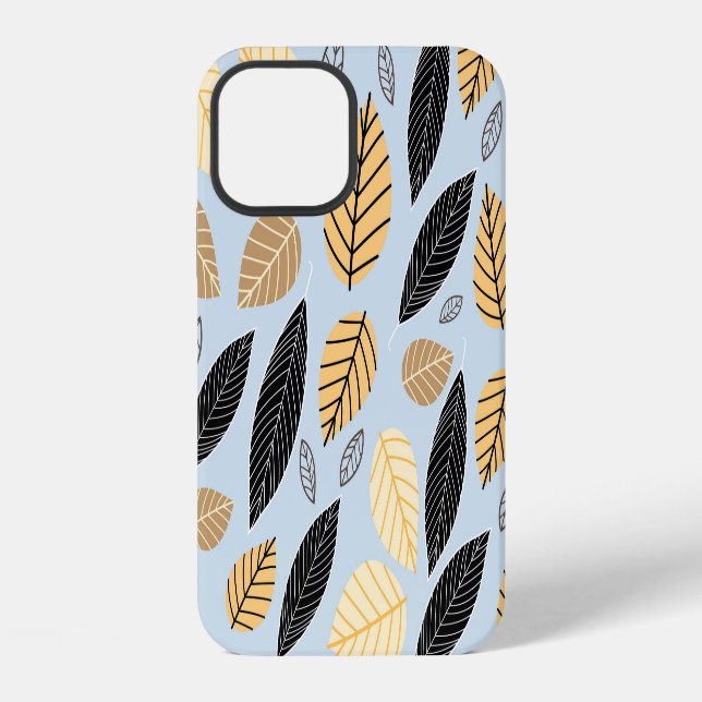 Autumn Leaves: Seamless Blue Background iPhone Case (Back)