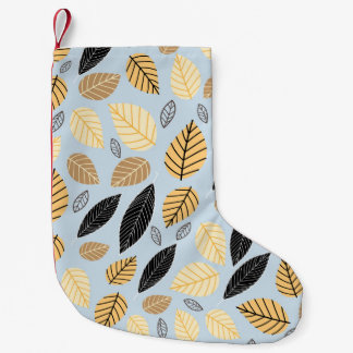 Autumn Leaves: Seamless Blue Background Small Christmas Stocking