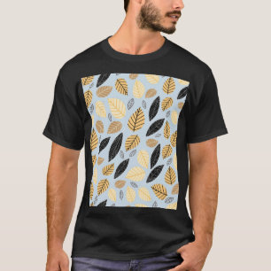 Autumn Leaves: Seamless Blue Background T-Shirt
