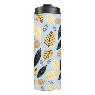 Autumn Leaves: Seamless Blue Background Thermal Tumbler