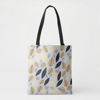 Autumn Leaves: Seamless Blue Background Tote Bag