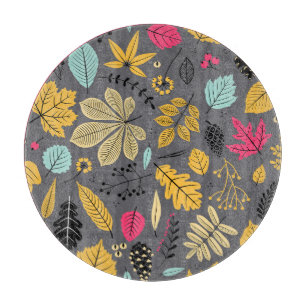 Autumn Leaves: Seamless Dark Pattern Cutting Board