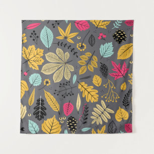 Autumn Leaves: Seamless Dark Pattern Tapestry