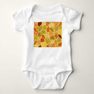 Autumn leaves: seamless fabric print baby bodysuit