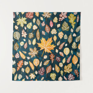 Autumn leaves seamless pattern background vintage tapestry