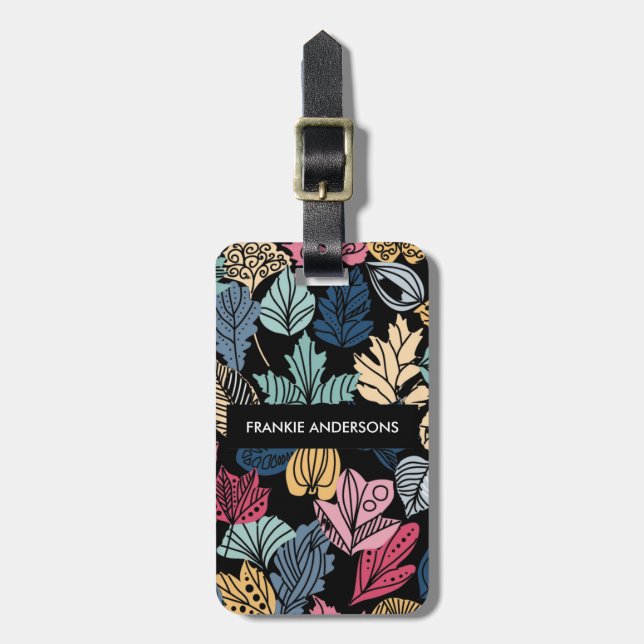 Autumn Leaves Seamless Pattern Personalized Luggage Tag (Front Vertical)