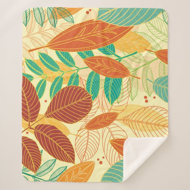 Autumn Leaves Seamless Pattern Sherpa Blanket (Front)