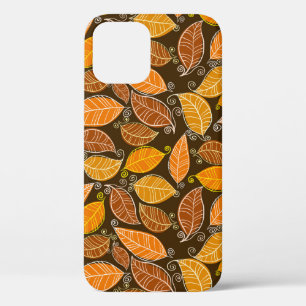 Autumn leaves seamless pattern, vintage background iPhone 12 case