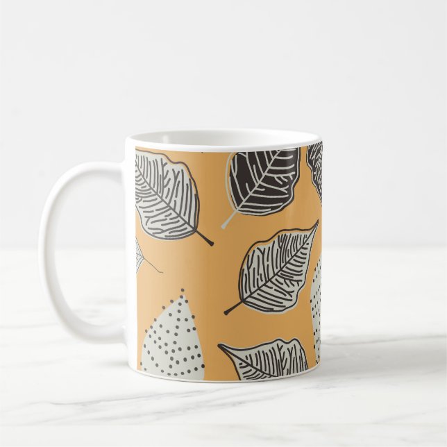 Autumn leaves, seamless vintage pattern. coffee mug (Left)